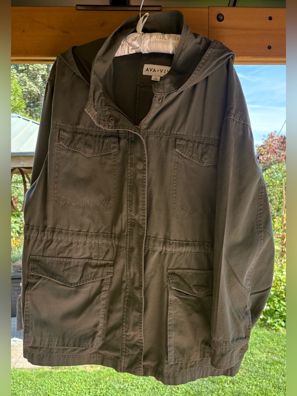 Hooded olive jacket